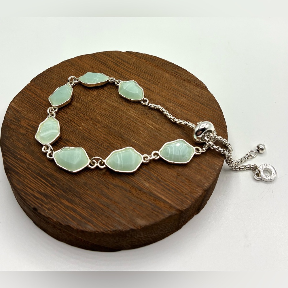 Anne Klein Silver and Mint Green Bracelet